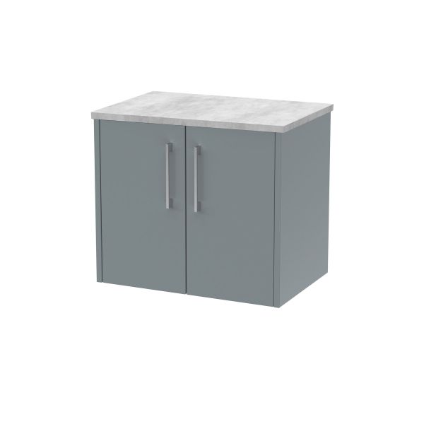 600mm Wall Hung 2 Door Vanity & Laminate Top - Hudson Reed JNU2323LBG Grey, Grey colour ,image 1