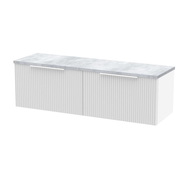1200 Wall Hung 2-Drawer Vanity & Laminate Worktop - Hudson Reed DFF194LBG2 White, White colour ,image 1