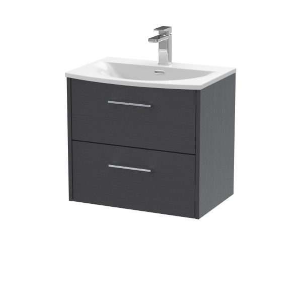 600mm Wall Hung 2 Drawer Vanity & Basin 4 - Hudson Reed JNU2224G Grey, Grey colour ,image 1