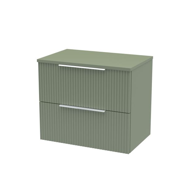 600mm Wall Hung 2 Drawer Vanity & Worktop - Hudson Reed DFF893W Green, Green colour ,image 1