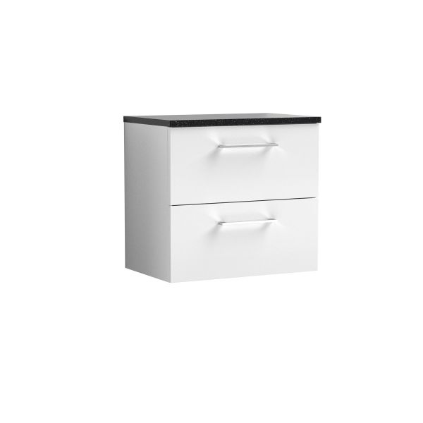 600mm Wall Hung 2 Drawer Vanity & Laminate Top - Nuie ARN124LSB White, White colour ,image 1