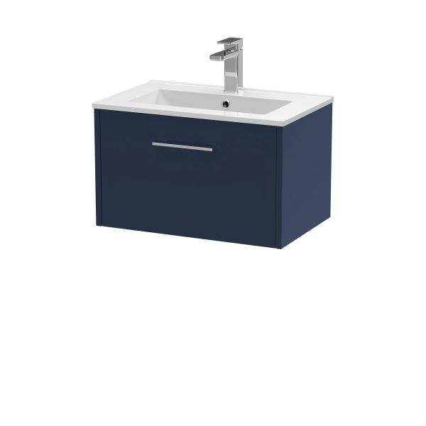 600mm Wall Hung Single Drawer Vanity & Basin 2 - Hudson Reed JNU2922B Blue, Blue colour ,image 1