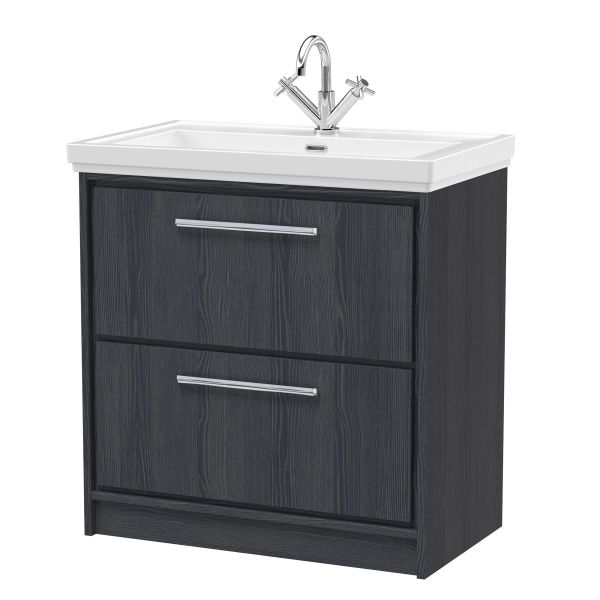 800mm Floor Standing 2-Drawer Vanity with Basin - 1 Tap Hole - Hudson Reed LIL2235A Grey, Grey colour ,image 1