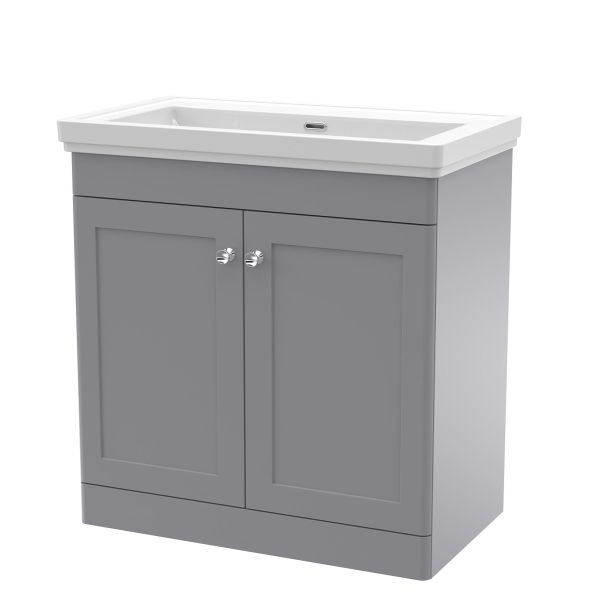 800mm Floor Standing 2 Door Vanity & Basin 0TH - Nuie CLC226H Grey, Grey colour ,image 1
