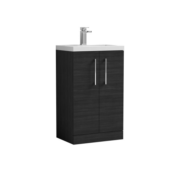 500mm Floor Standing 2 Door Vanity & Polymarble Basin - Nuie PAL005 Charcoal Black, Hacienda Black colour ,image 1