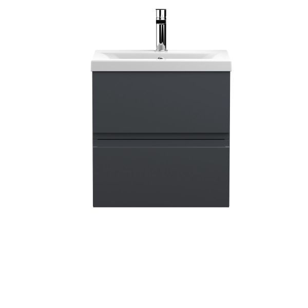 500mm Wall Hung 2 Drawer Vanity & Basin 1 - Hudson Reed URB1402A Black, Black colour ,image 1