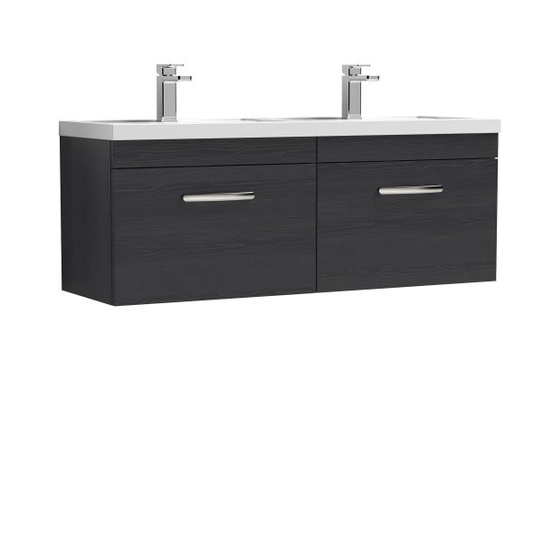 1200mm Wall Hung Cabinet With Double Basin - Nuie ATH040C Charcoal Black, Hacienda Black colour ,image 1