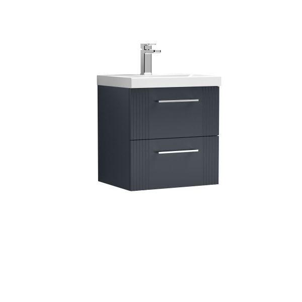 500mm Wall Hung 2 Drawer Vanity & Basin 3 - Nuie DPF1492D Black, Black colour ,image 1