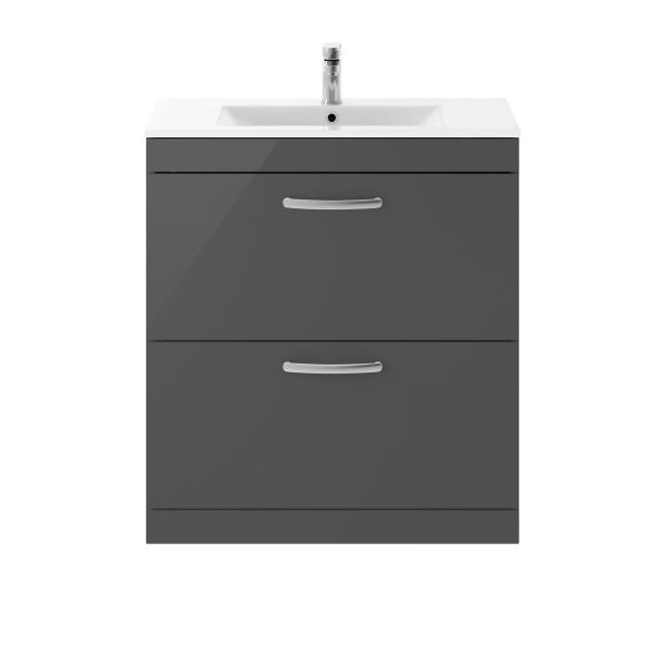 800mm Floor Standing Cabinet With Basin 2 - Nuie ATH079B Gloss Grey, Grey colour ,image 1