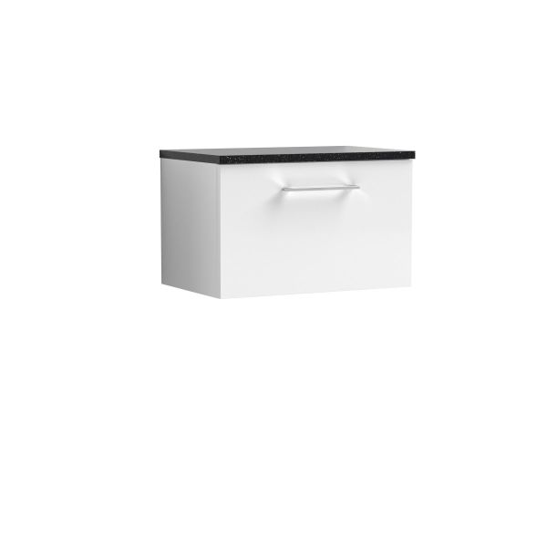 600mm Wall Hung 1 Drawer Vanity & Laminate Top - Nuie ARN122LSB White, White colour ,image 1
