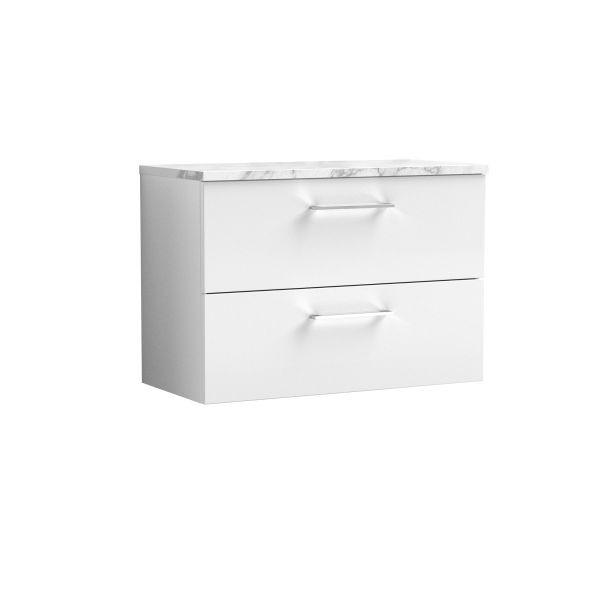 800mm Wall Hung 2-Drawer Vanity & Laminate Worktop - Nuie ARN126LCM White, White colour ,image 1