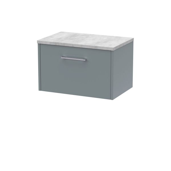 600mm Wall Hung Single Drawer Vanity & Laminate Top - Hudson Reed JNU2322LBG Grey, Grey colour ,image 1