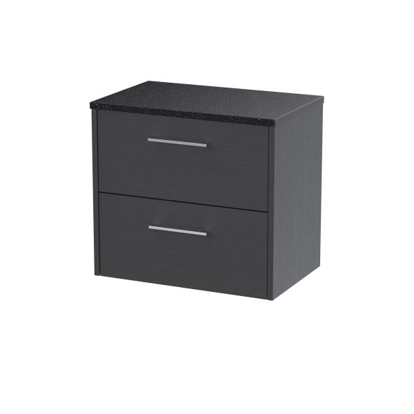 600mm Wall Hung 2 Drawer Vanity & Laminate Top - Hudson Reed JNU2224LSB Grey, Grey colour ,image 1