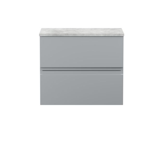 600mm Wall Hung 2-Drawer Vanity Unit & Laminate Worktop - Hudson Reed URB204LBG Satin Grey, Grey colour ,image 1