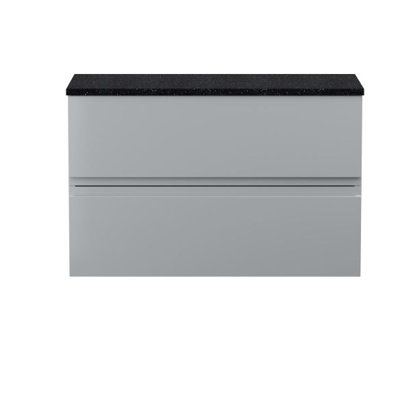 800mm Wall Hung 2-Drawer Vanity Unit & Laminate Worktop - Hudson Reed URB206LSB Satin Grey, Grey colour ,image 1