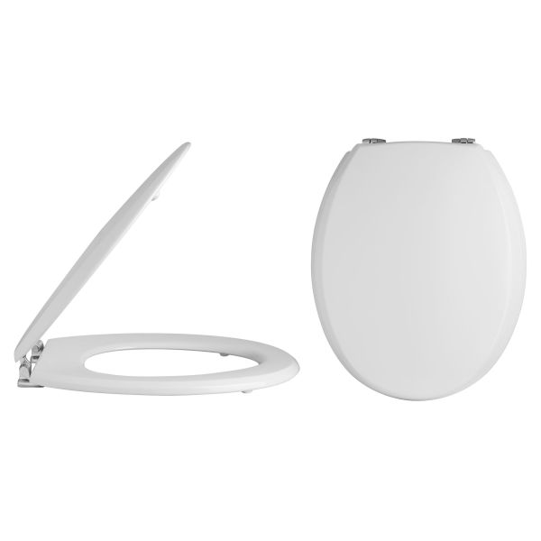 Traditional Toilet Seat Chrome Hinges - Hudson Reed NTS302 White, White colour ,image 1