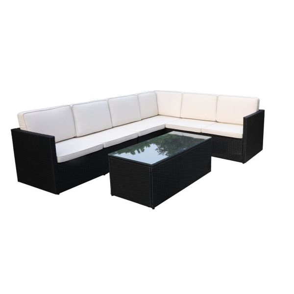 Berlin Six Seater Conrner Lounging Set In Black, Black colour ,image 1