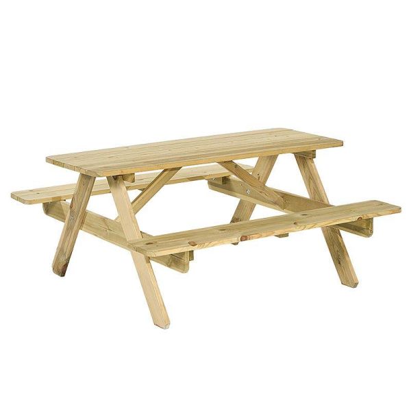 Jersey 6 Seat Wooden Picnic Table - Neutral Brown - FSC Mix Credit, Neutrals colour ,image 1