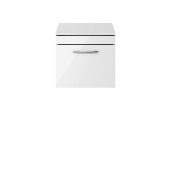500mm Wall Hung Vanity With Worktop - Nuie ATH013W Gloss White, White colour ,image 1