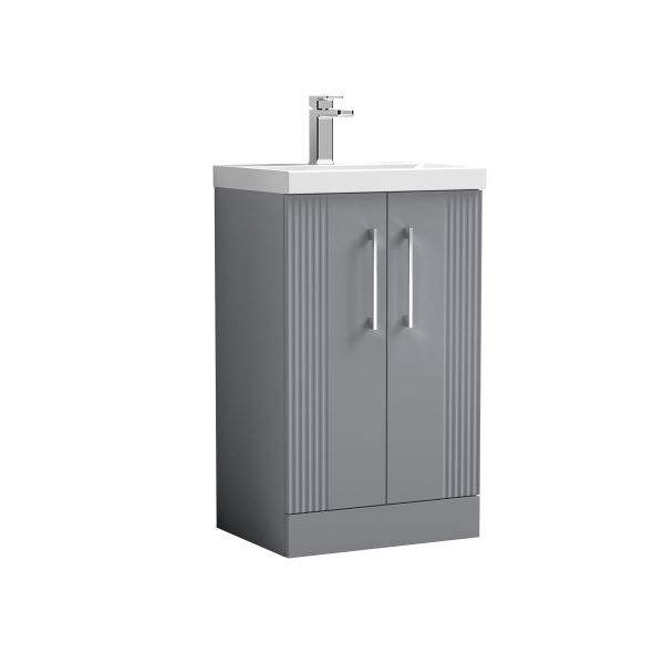 500mm Floor Standing 2 Door Vanity & Basin 1 - Nuie DPF223A Grey, Grey colour ,image 1
