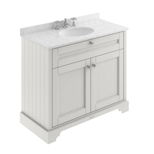 1000mm Cabinet & Marble Top (3TH) - Hudson Reed LOF481 Timeless Sand, Grey colour ,image 1