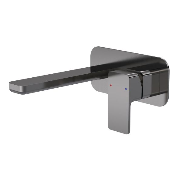 Wall Mounted 2 Tap Hole Basin Mixer With Plate - Nuie WIN728 Black, Black colour ,image 1