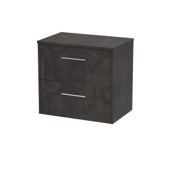 600mm Wall Hung 2 Drawer Vanity & Worktop - Hudson Reed JNU2624W Brown, Brown colour ,image 1