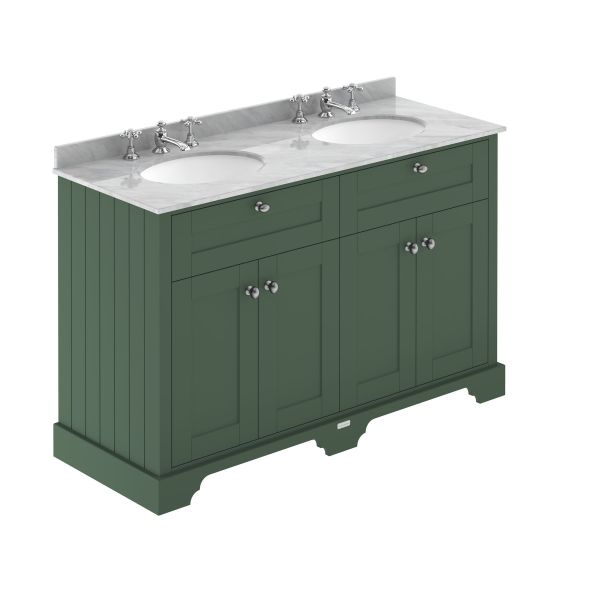 1200mm Cabinet & Double Marble Top (3TH) - Hudson Reed LOF868 Hunter Green, Green colour ,image 1