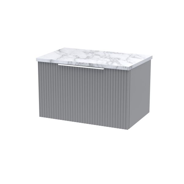 600mm Wall Hung Single Drawer Vanity & Laminate Worktop - Hudson Reed DFF294LCM Grey, Grey colour ,image 1