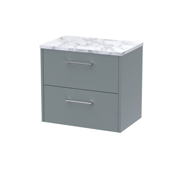 600 Wall Hung 2-Drawer Vanity & Laminate Worktop - Hudson Reed JNU2324LCM Grey, Grey colour ,image 1