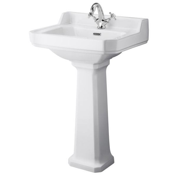 560mm 1TH Basin & Comfort Height Ped - Hudson Reed CCR030 White, White colour ,image 1