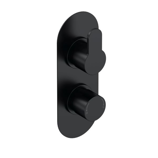 Twin Thermostatic Valve - Nuie ARV4TW01 Matt Black, Black colour ,image 1