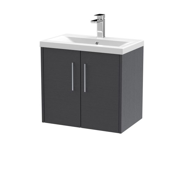 600mm Wall Hung 2 Door Vanity & Basin 1 - Hudson Reed JNU2223A Grey, Grey colour ,image 1