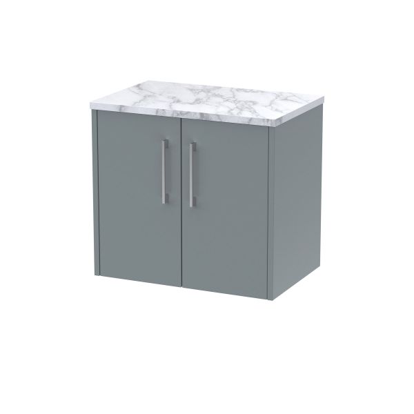 600 Wall Hung 2-Door Vanity & Laminate Worktop - Hudson Reed JNU2323LCM Grey, Grey colour ,image 1