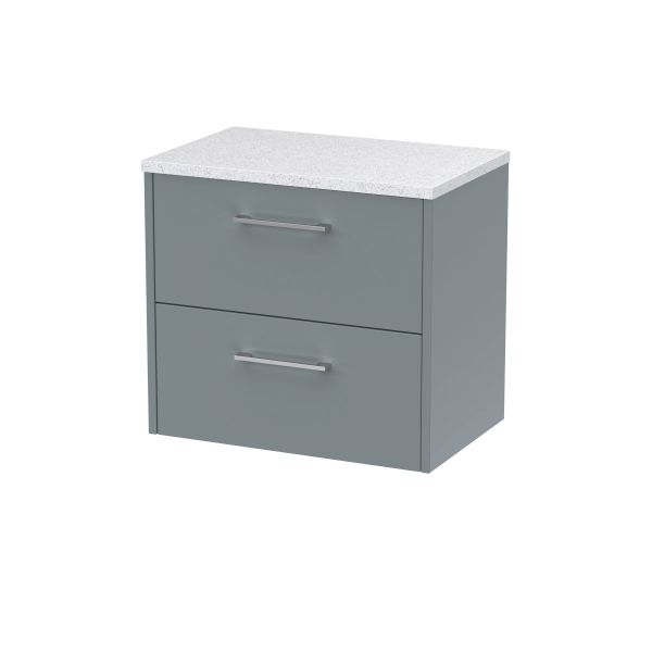 600mm Wall Hung 2 Drawer Vanity & Laminate Top - Hudson Reed JNU2324LSW Grey, Grey colour ,image 1