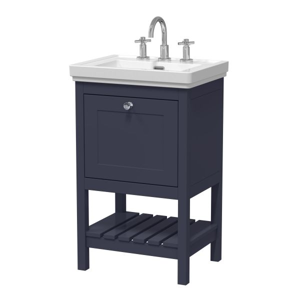 500mm Floor Standing Vanity & Basin 3TH - Hudson Reed BEX323B Blue, Blue colour ,image 1