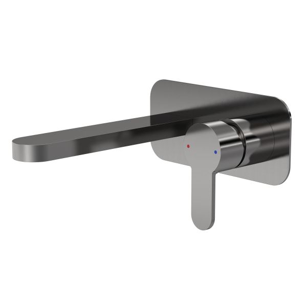 Wall Mounted 2 Tap Hole Basin Mixer With Plate - Nuie ARV728 Black, Black colour ,image 1