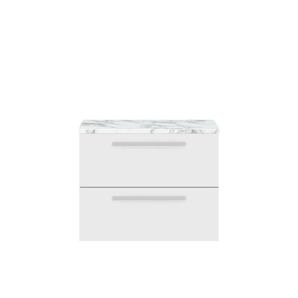 720mm Wall Hung 2-Drawer Unit & Laminate Worktop - Hudson Reed QUA005LCM White, White colour ,image 1