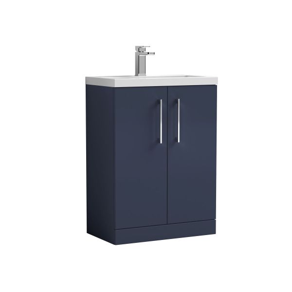 600mm Floor Standing 2-Door Vanity & Polymarble Basin - Nuie PAL035 Blue, Blue colour ,image 1