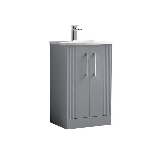 500mm Floor Standing 2 Door Vanity & Basin 4 - Nuie DPF223G Grey, Grey colour ,image 1