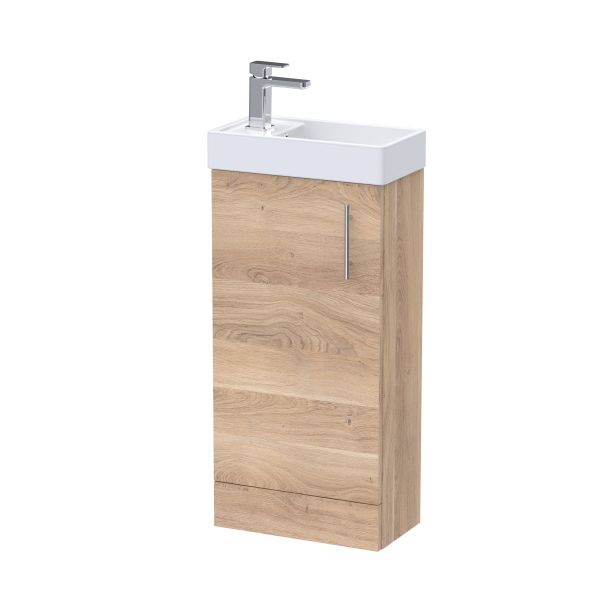 400mm Floor Standing Vanity & Basin - Nuie MIN030 Oak, Oak colour ,image 1