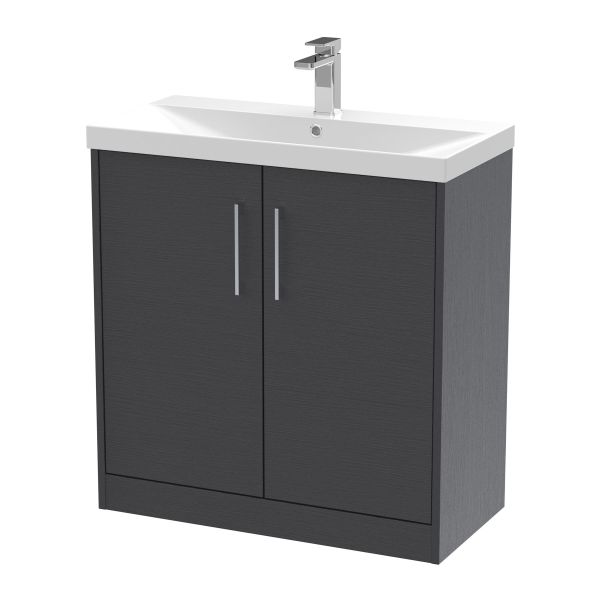 800mm Floor Standing 2 Door Vanity & Basin 3 - Hudson Reed JNU2205D Grey, Grey colour ,image 1