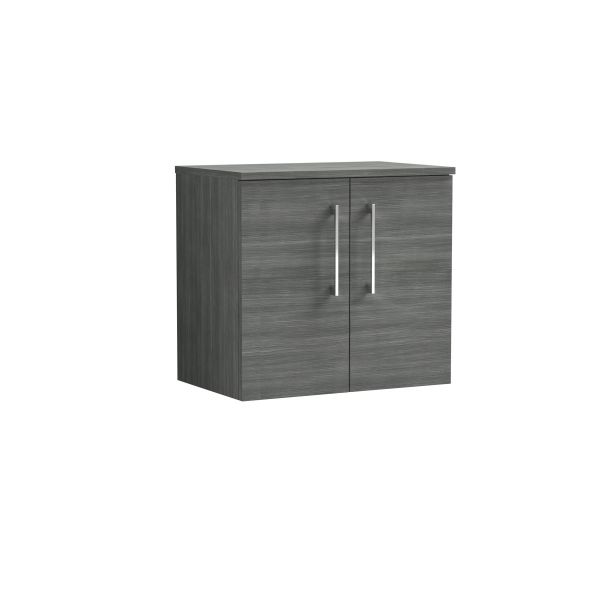 600mm Wall Hung 2 Door Vanity & Worktop - Nuie ARN523W Grey, Grey colour ,image 1