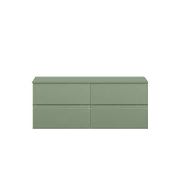 1200 Wall Hung 4 Drawer Unit & Worktop - Hudson Reed URB804W2 Green, Green colour ,image 1
