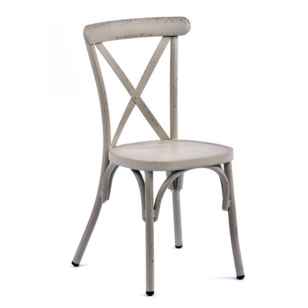 Chia 860 x 440 Metal Side Chair - Vintage White, White colour ,image 1