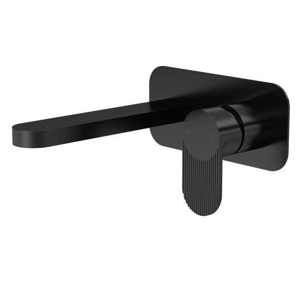 Wall Mounted 2 Tap Hole Basin Mixer With Plate - Nuie BIN428F Black, Black colour ,image 1