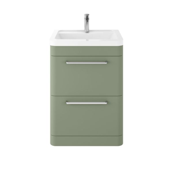Floor Standing 600mm Cabinet & Basin - Hudson Reed SOL801A Green, Green colour ,image 1