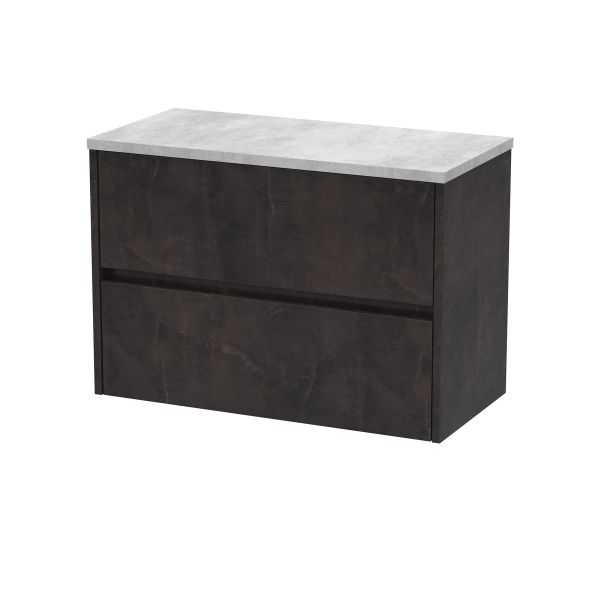 800mm Wall Hung 2 Drawer Unit & Worktop - Nuie HAV2606LBG Brown, Brown colour ,image 1