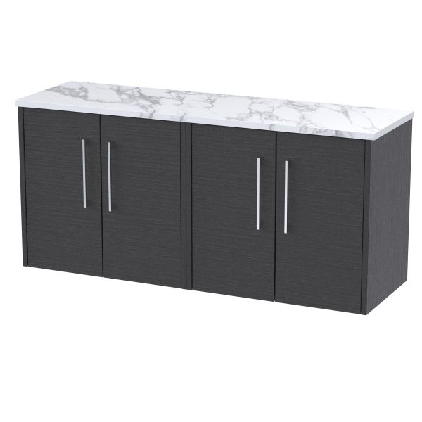 1200 Wall Hung 4-Door Vanity & Laminate Worktop - Hudson Reed JNU2223LCM2 Grey, Grey colour ,image 1