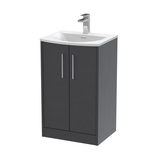 500mm Floor Standing 2 Door Vanity & Basin 4 - Hudson Reed JNU2201G Grey, Grey colour ,image 1